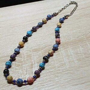 Vintage Colorful Beaded Butterfly Costume Jewelry Necklace #70